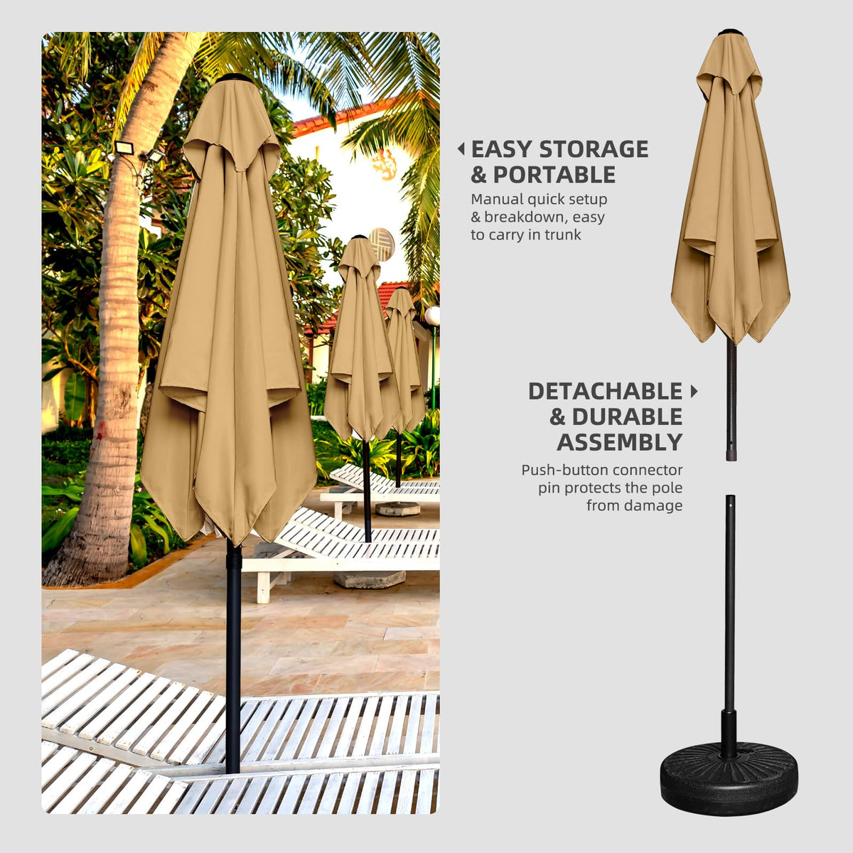 Trenovo waterproof UV50 canopy blocks sun while repelling light rain.