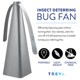 Treva battery-powered portable fan outdoors for bug-free gatherings.