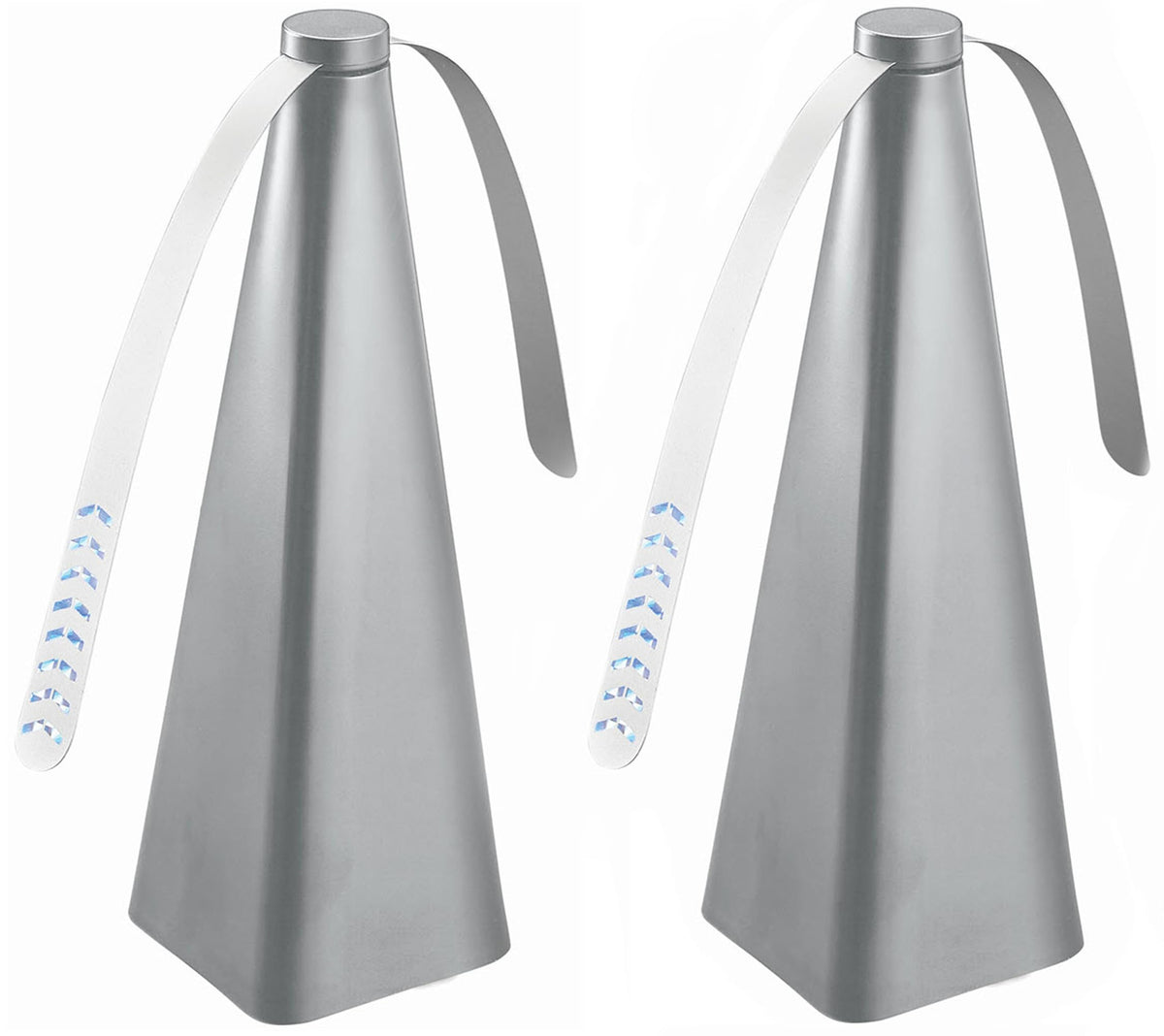 Treva Bug Fan with holographic blades deters insects during outdoor dining.
