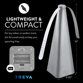 Treva Bug Fan in-use-outdoor keeps air clear during meals.