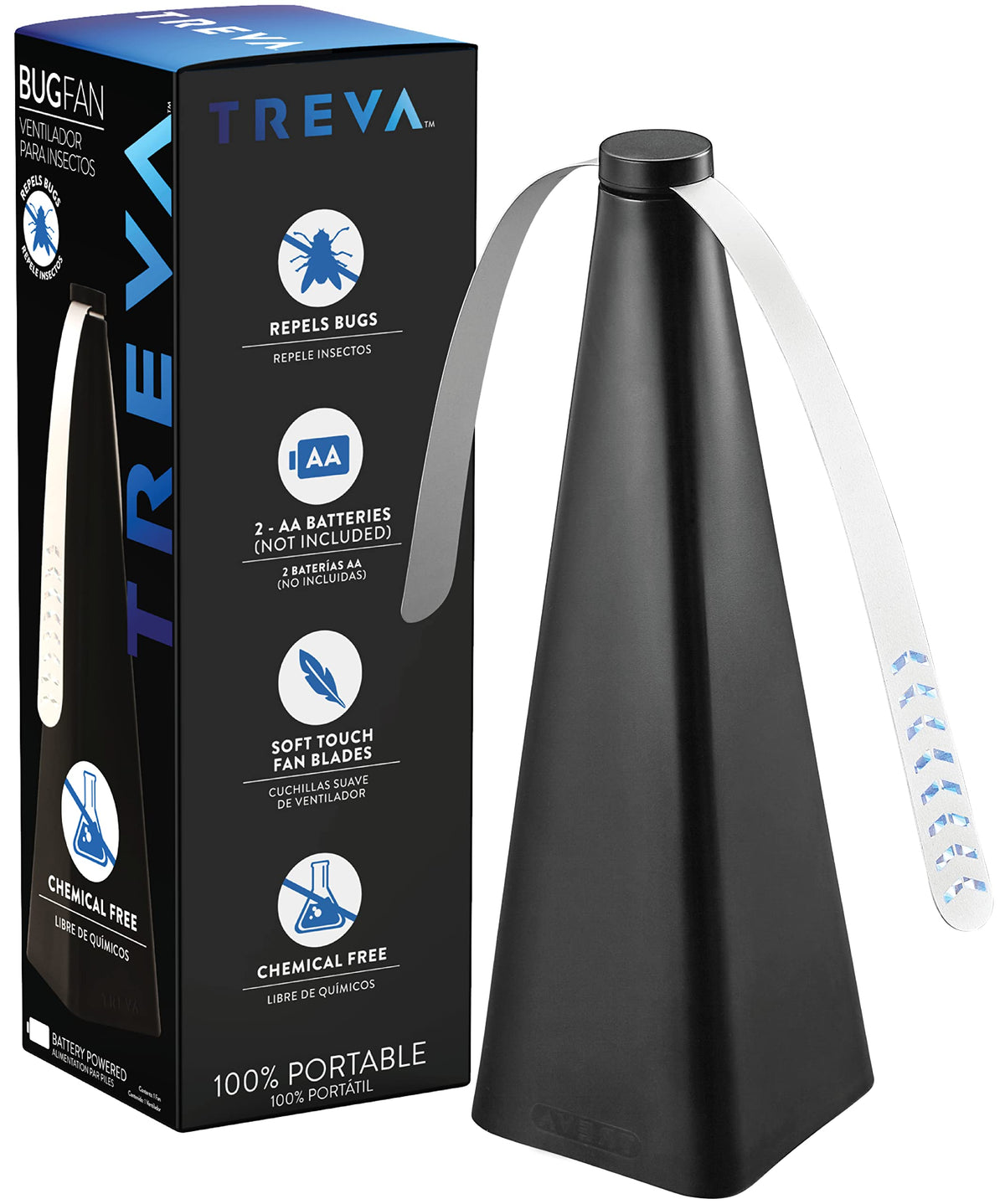 Treva Bug Deterrent Fan's reflective pattern disrupts insect flight near picnics.