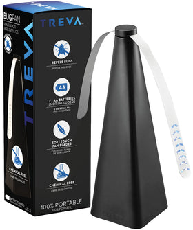 Treva Bug Deterrent Fan's reflective pattern disrupts insect flight near picnics.