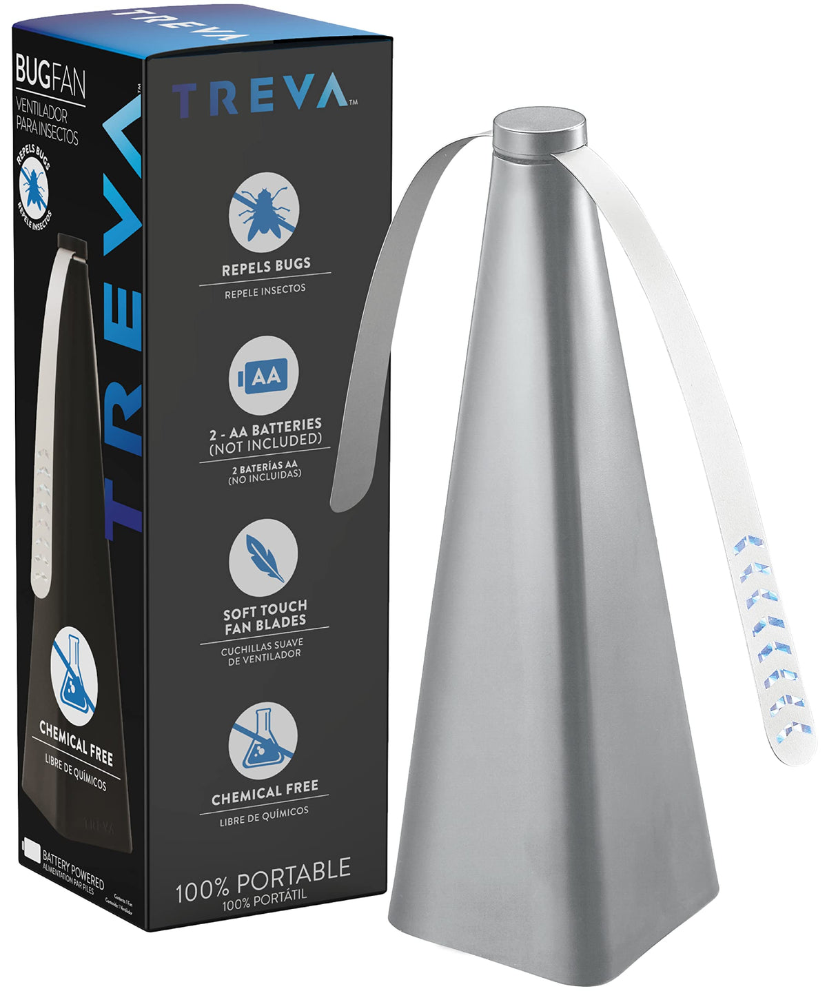 Treva holographic blades in motion refract light to deter insects.