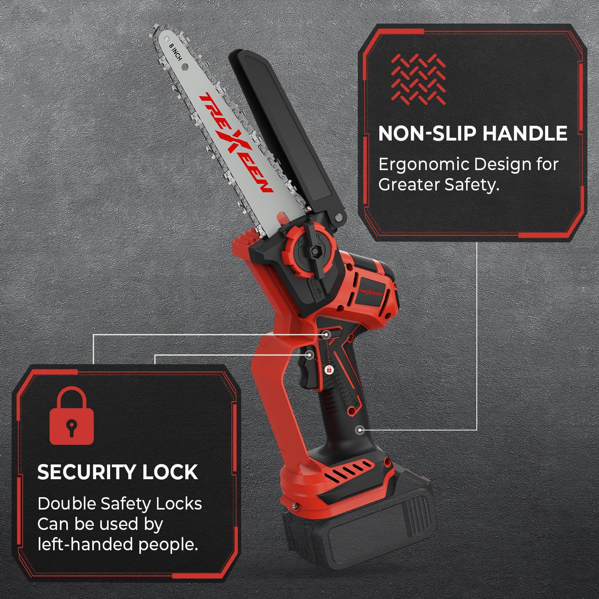 TREXEEN safety lock engaged for safe operation during projects