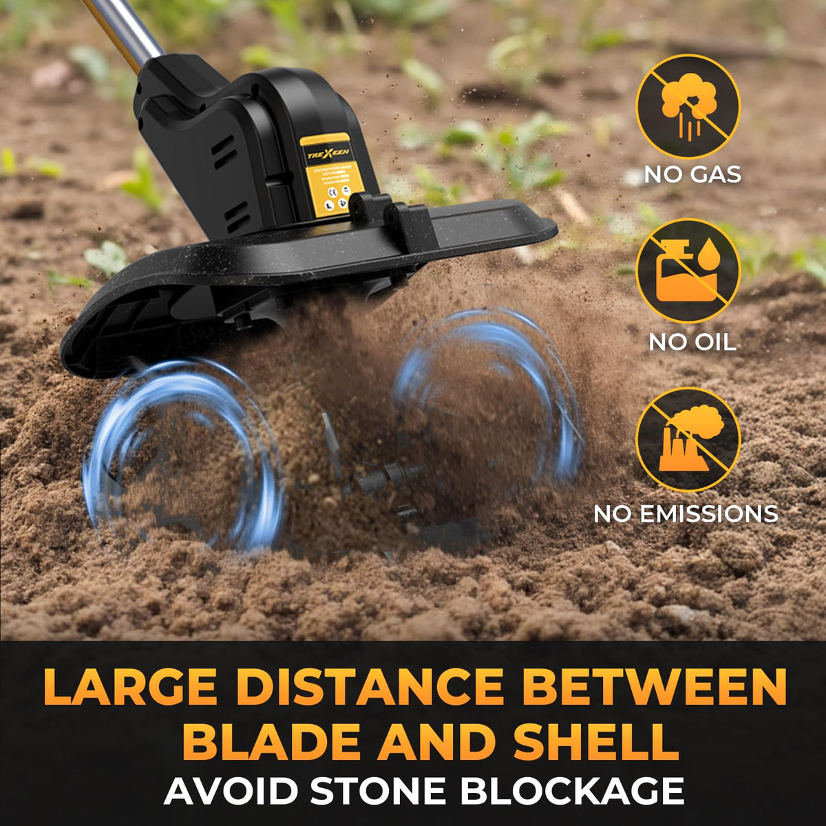 TREXEEN tiller dual safety system for safer operation