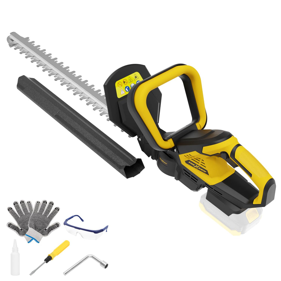 TREXEEN hedge trimmer with 22-inch dual-action blade for precise trims