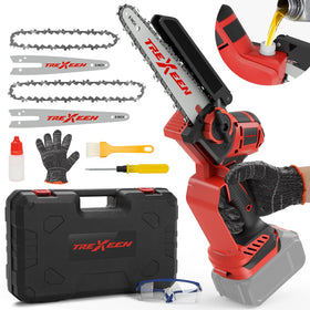 TREXEEN mini chainsaw with 8-inch bar for precise outdoor cuts