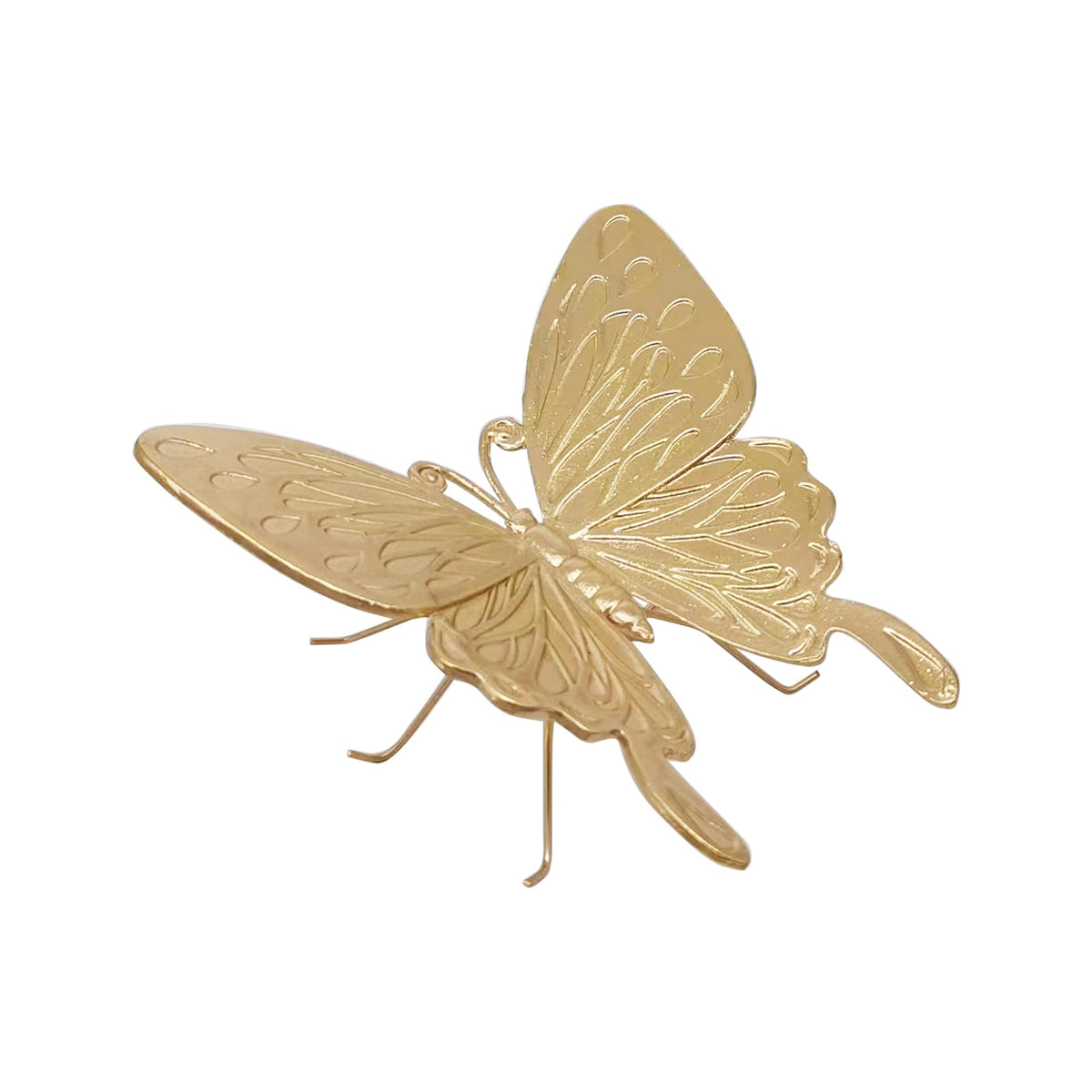 Tricune gold butterfly sculpture front view showing metal craft and shine