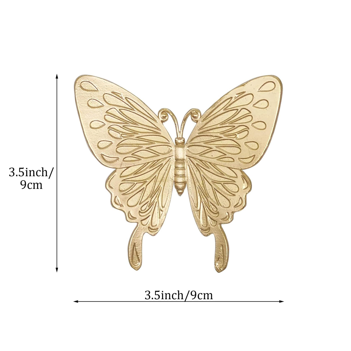 Tricune gold butterfly sculpture top view highlighting compact size and finish