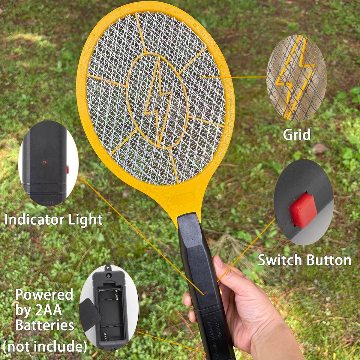 TRIDOK battery powered zapper with triple layer mesh for safe operation