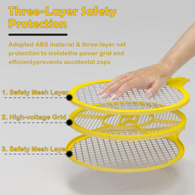 TRIDOK fly zapping racket with ergonomic handle for one handed use
