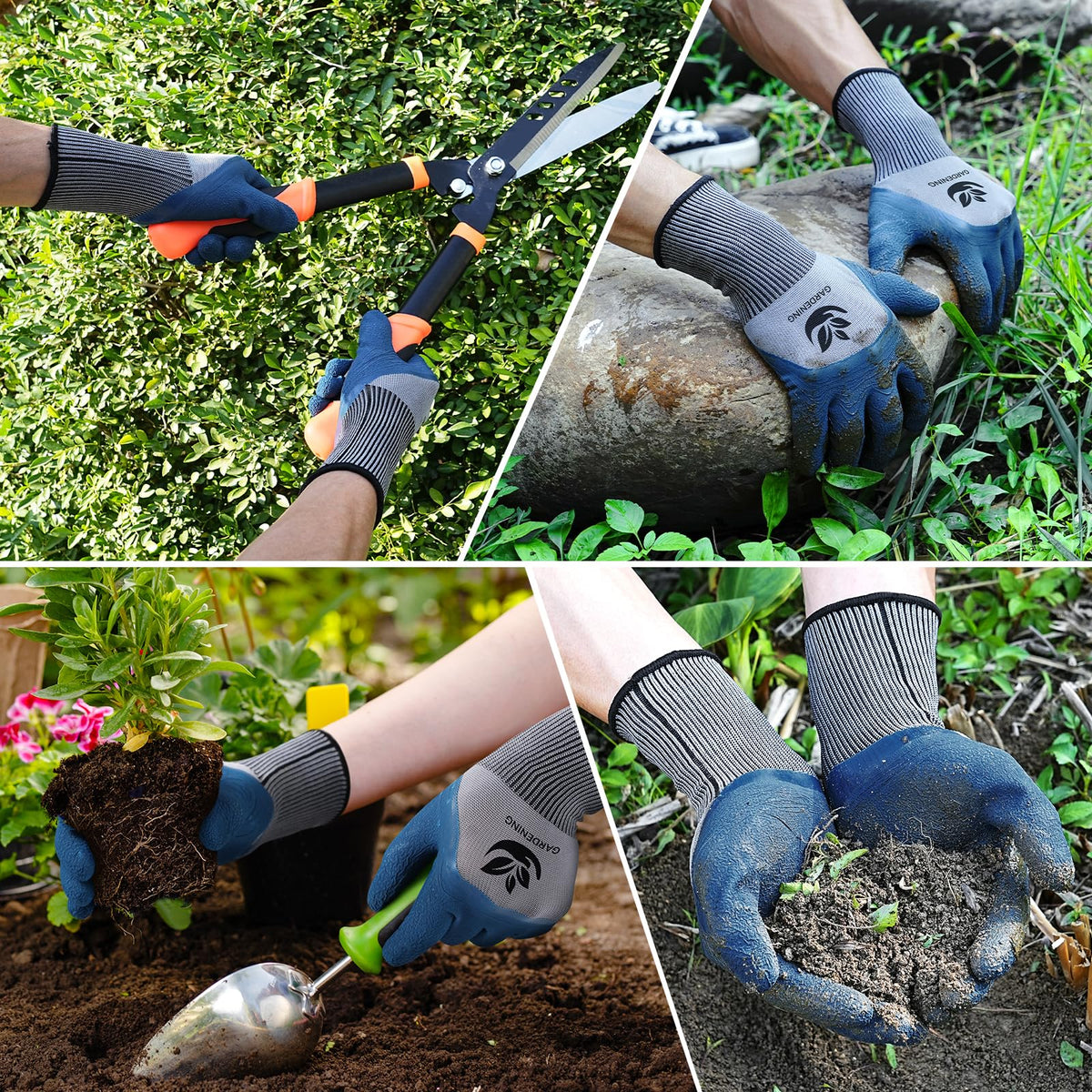 Trifabricy garden gloves blue-grey-color shown for everyday use