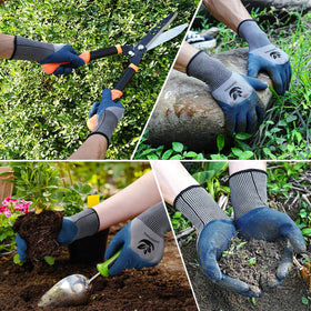 Trifabricy garden gloves blue-grey-color shown for everyday use