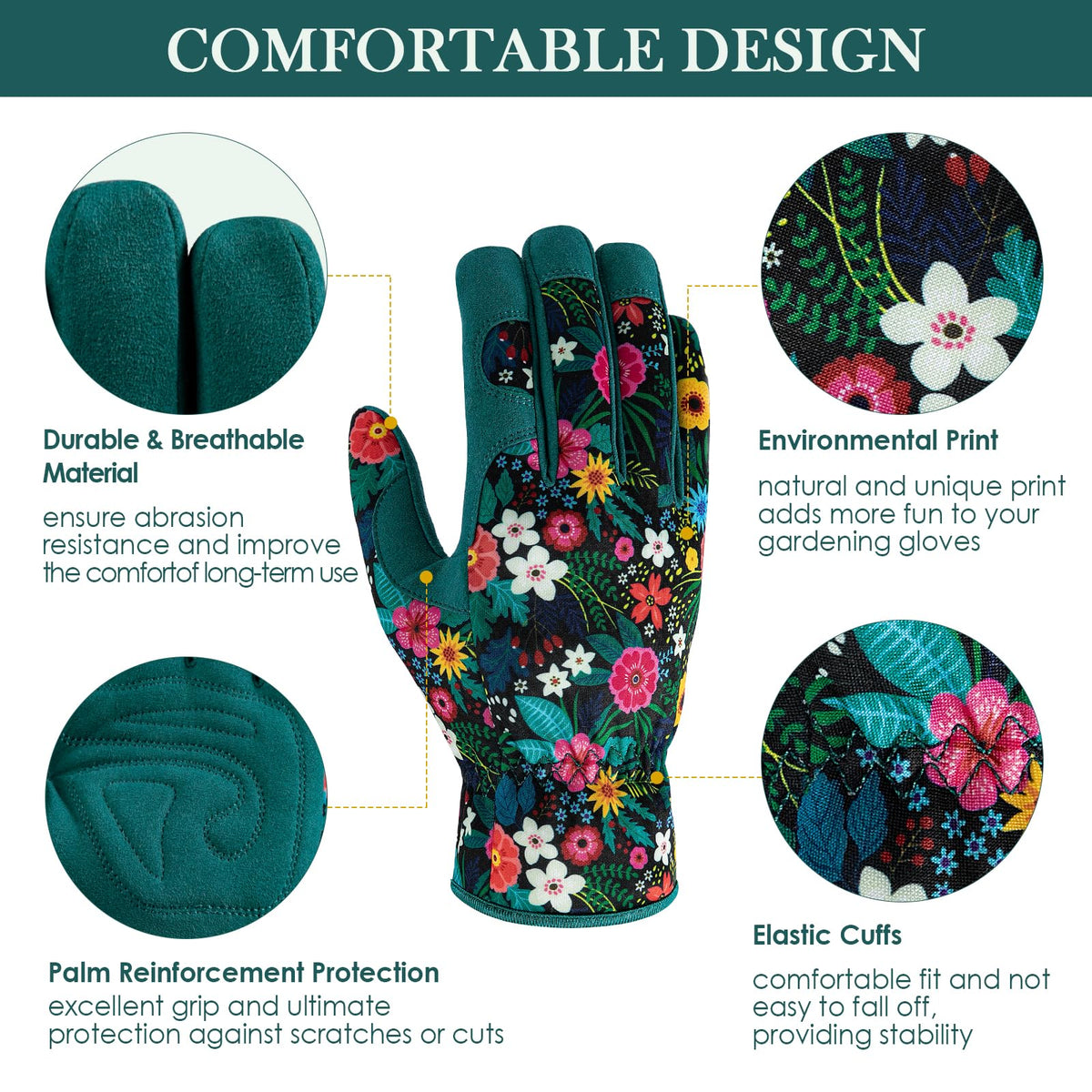 Trifabricy elastic-wrist design ensuring secure fit and dirt exclusion.