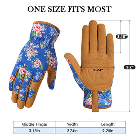 Trifabricy Garden Gloves Floral back design adds style during work.