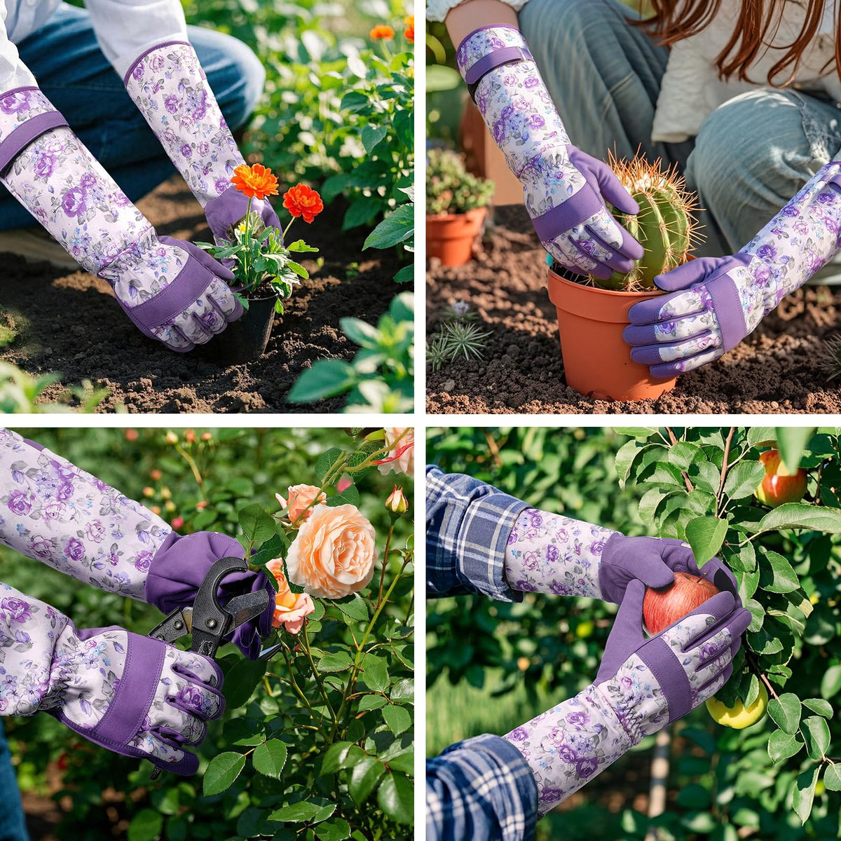 Trifabricy Women's Gloves with floral pattern for stylish gardening.