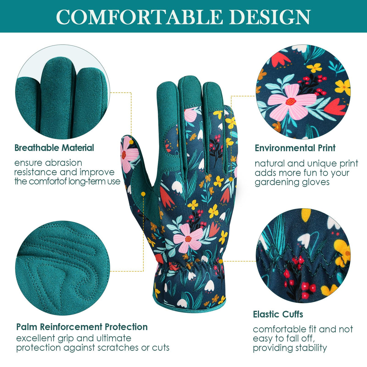 Trifabricy garden gloves palm-grip design for steady tool handling
