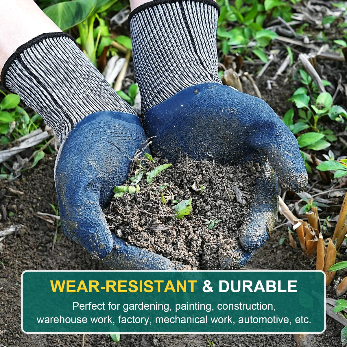 Trifabricy garden gloves latex-coated-grip enhances tool handling
