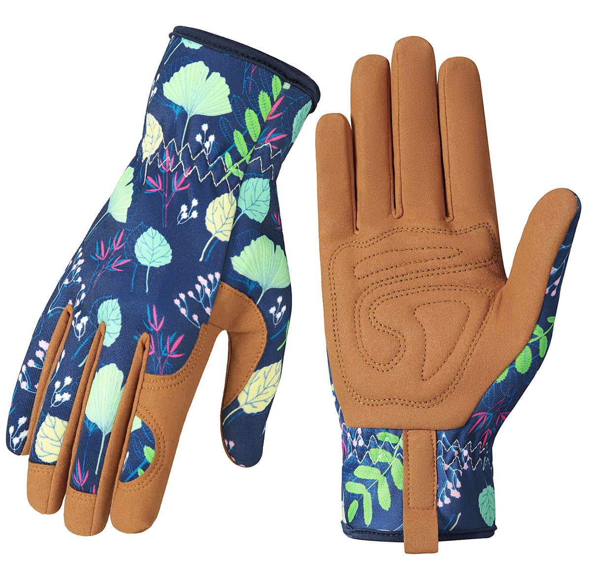 Trifabricy garden gloves for women with breathable back and floral design for comfortable weeding