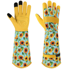 Trifabricy women's garden gloves shown with breathable long palm for precise pruning.