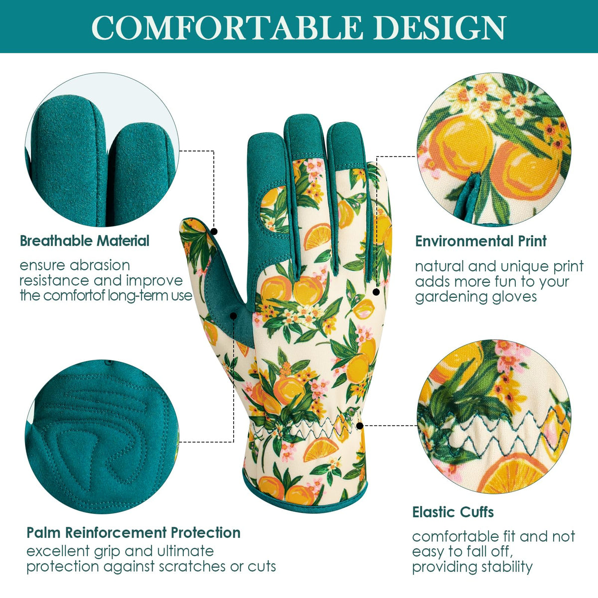 Trifabricy Garden Gloves elastic wrist for snug, secure fit