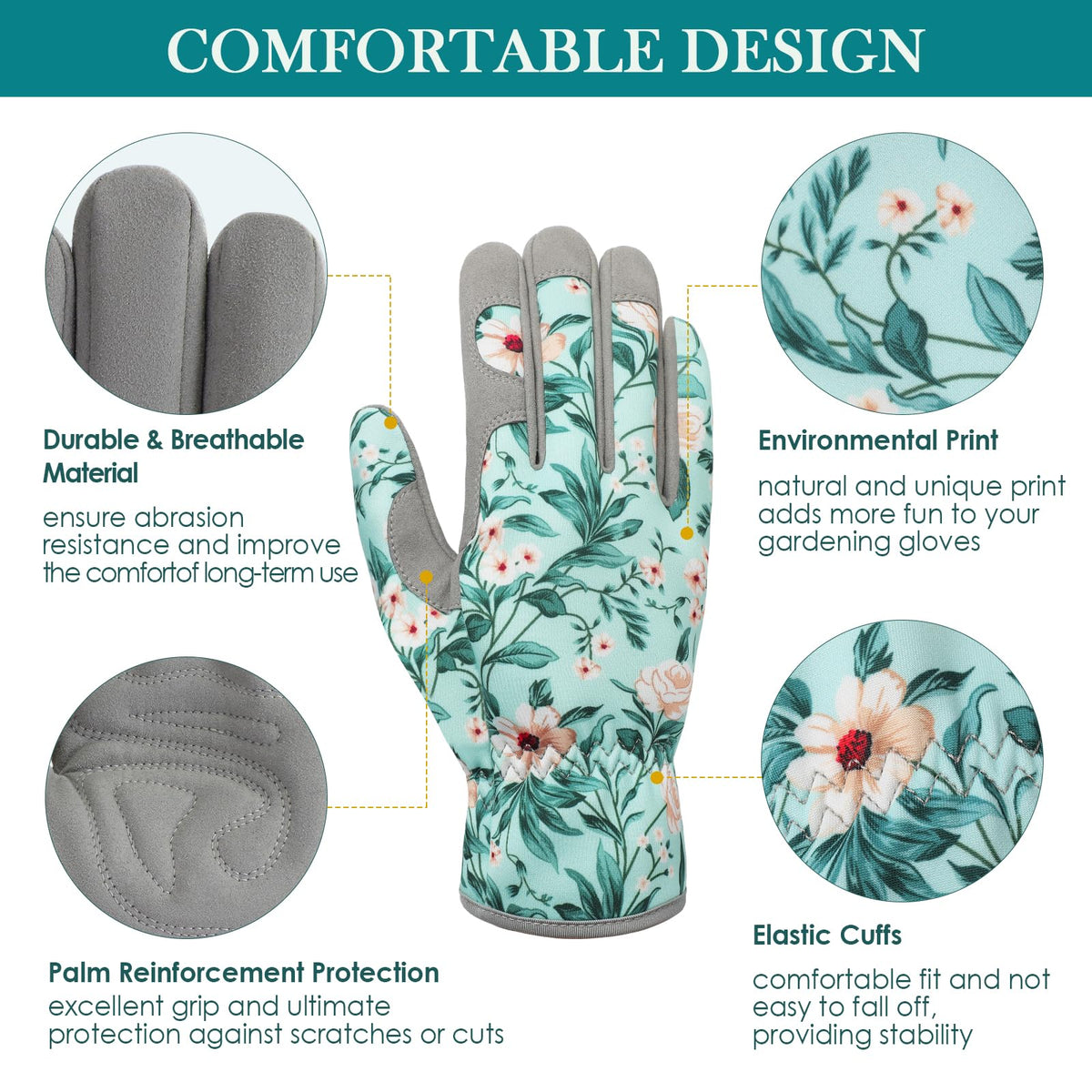 Elastic wrist ensures a secure, snug fit during long gardening sessions.