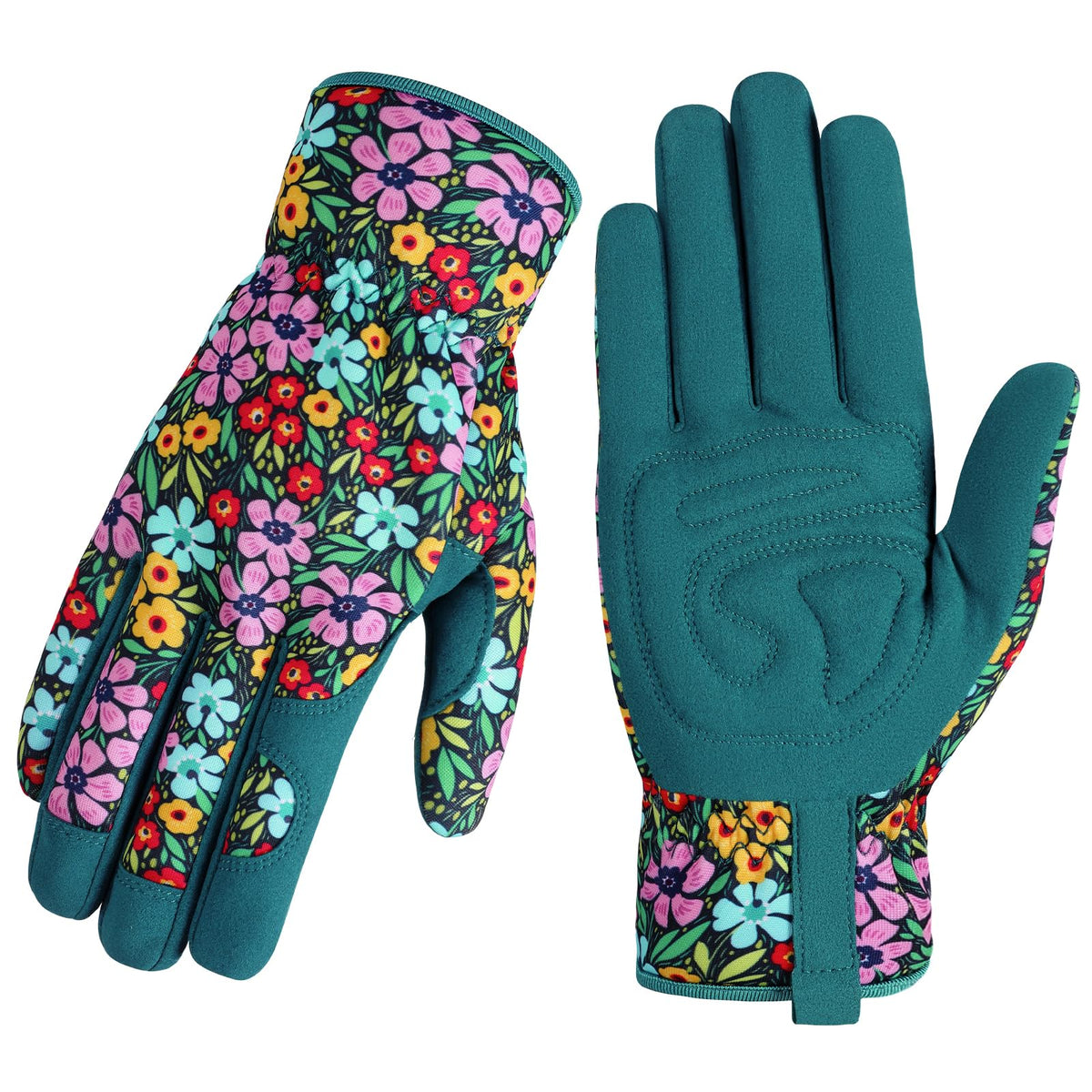 Trifabricy Garden Gloves for Women with floral back design for comfortable grip.