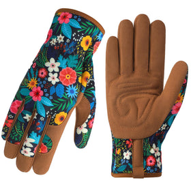 Trifabricy Garden Gloves for Women with floral pattern back protecting hands during outdoor tasks