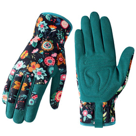 Trifabricy garden gloves for women with floral pattern back protect your hands while gardening.