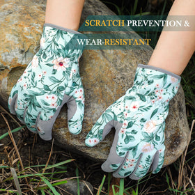 Trifabricy gloves offer grip on palms for precise tool handling during gardening.