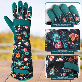 Trifabricy gloves showcase a cheerful floral design for enjoyable gardening