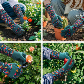 Trifabricy Gardening Gloves for Women, floral design adds style to tasks.