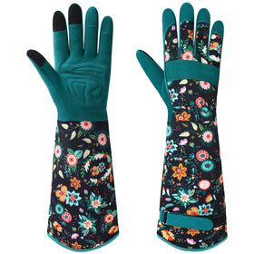 Trifabricy women's gardening gloves with extended cuffs protect forearms during thorny tasks