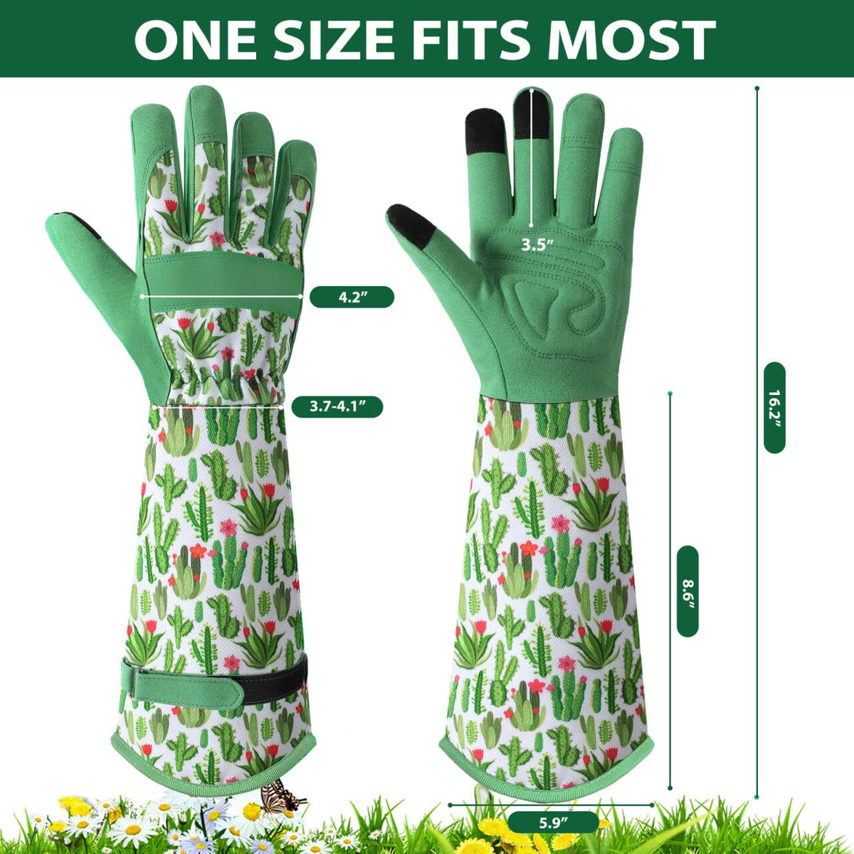 Trifabricy gloves offer thorn-protection for handling prickly plants safely.