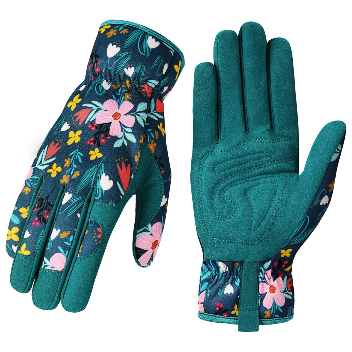 Trifabricy women garden gloves with breathable leather floral for comfortable gardening