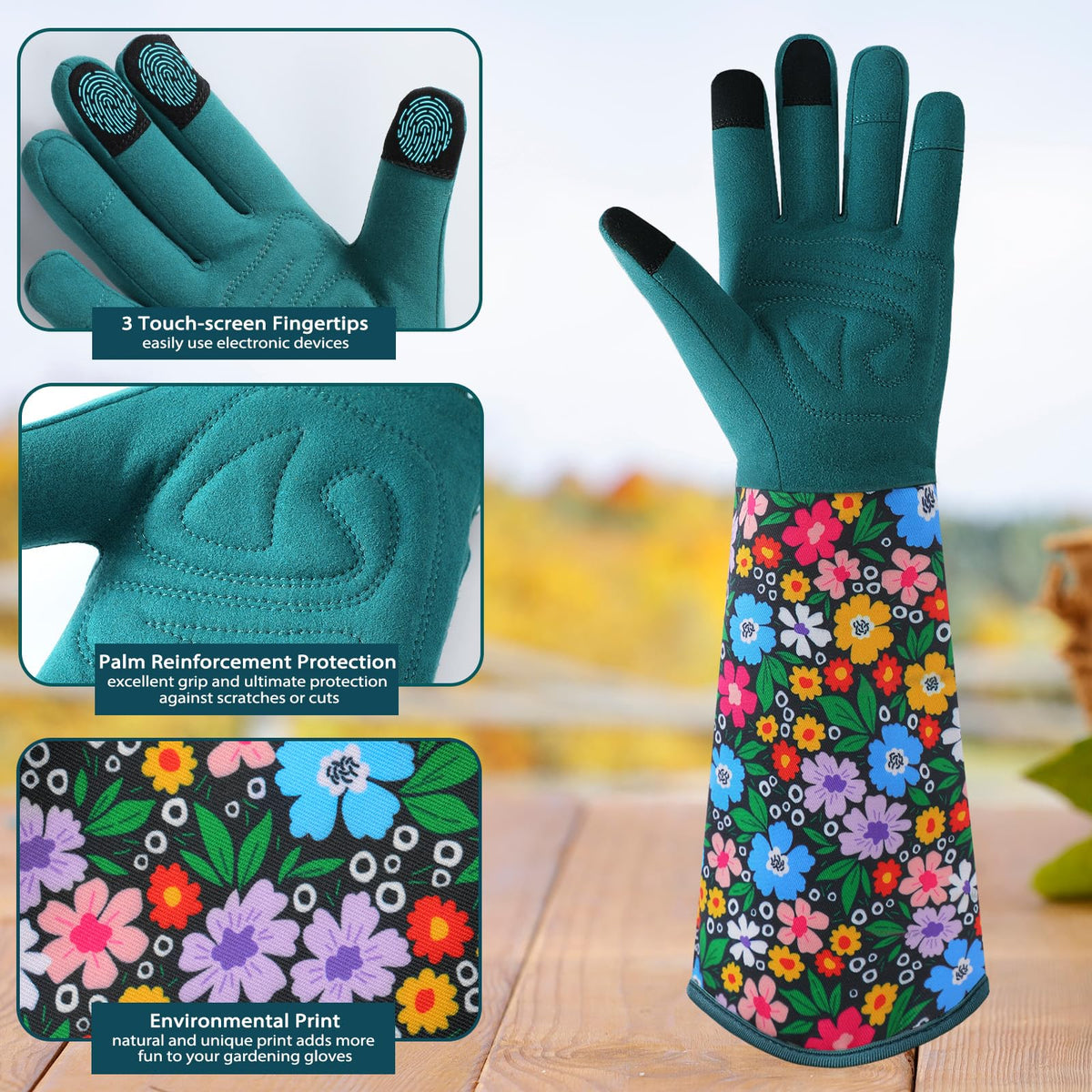 Trifabricy long-cuff gloves protect forearms while gardening