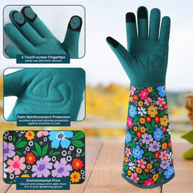 Trifabricy long-cuff gloves protect forearms while gardening