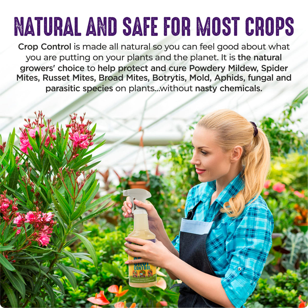 Trifecta Crop Control bottle close-up with label and ingredients