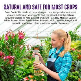 Trifecta Crop Control bottle close-up with label and ingredients