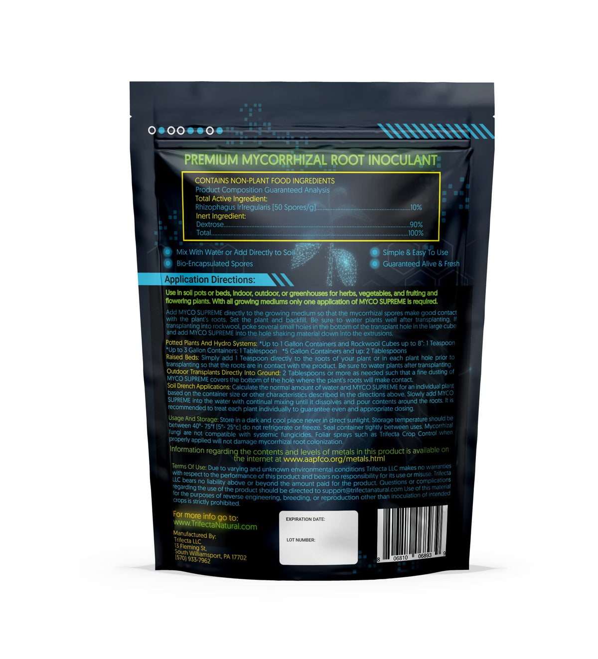 Trifecta Myco Supreme application on potting soil supporting bigger healthier roots