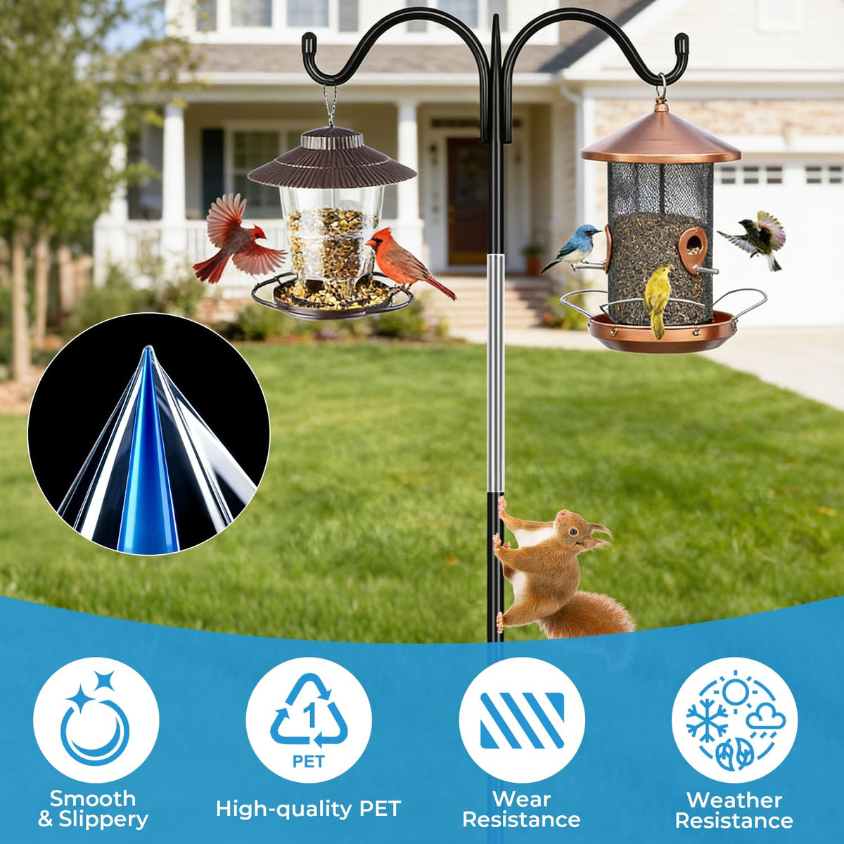 TrigenTeels Bird Feeder Pole Protection keeps feeders safe.