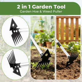 TrigenTeels flat triangular hoe head cuts through stubborn roots with precision.