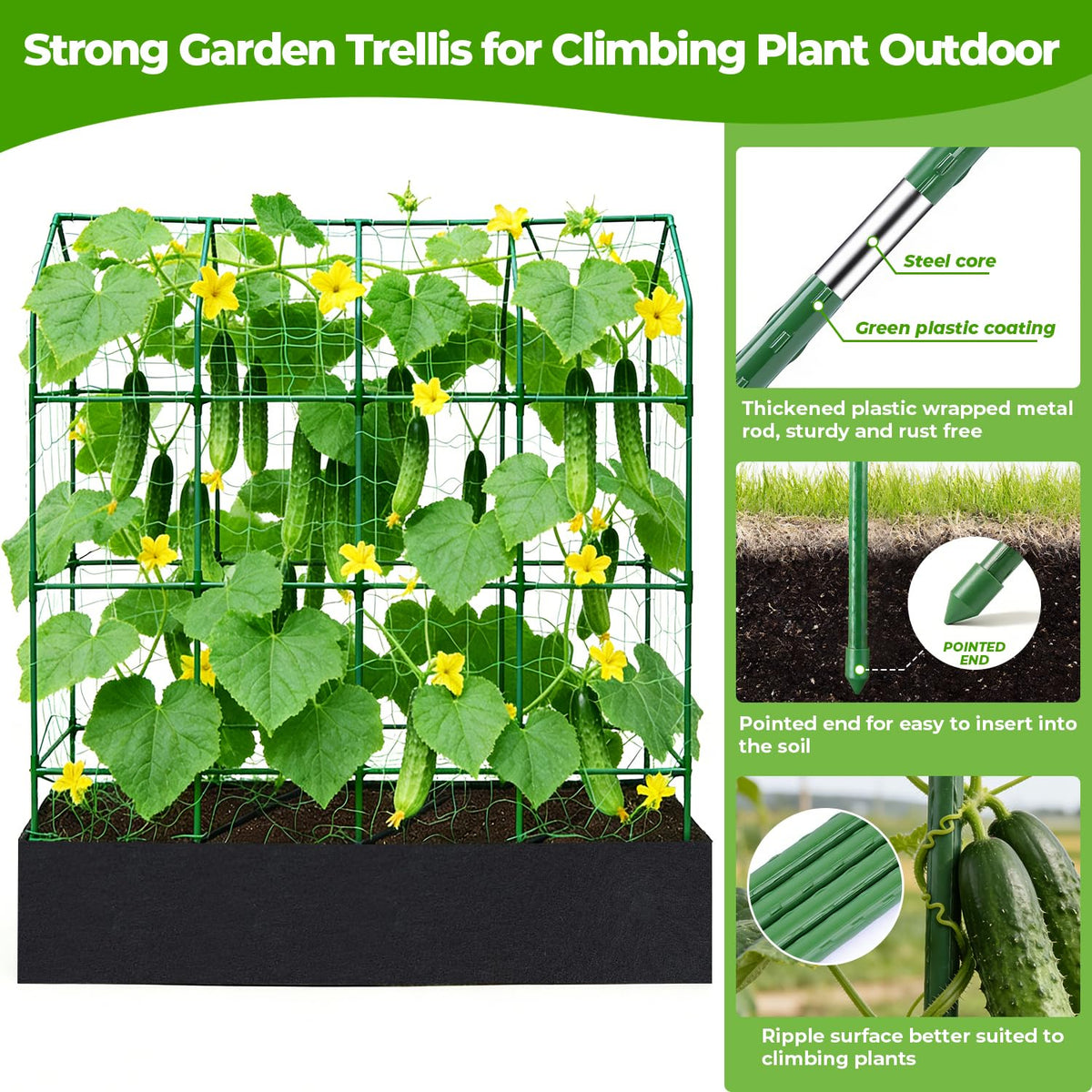 Heavy-gauge steel frame provides durable, weather-ready support for seasons.