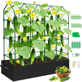 TrigenTeels large cucumber trellis stands 67 inches tall, ideal for vigorous climbers.