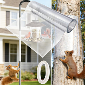 TrigenTeels Squirrel Baffle wrapped around a feeder pole for 360-degree protection.