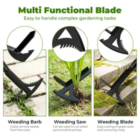 TrigenTeels triangle awl penetrates cracks to uproot deep weeds.
