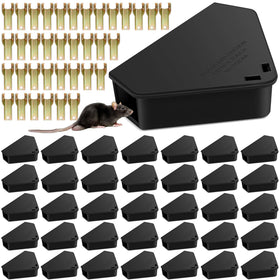 Trihood 36-pack mouse bait station outdoors wall-mount, weatherproof protection for safe pest control.
