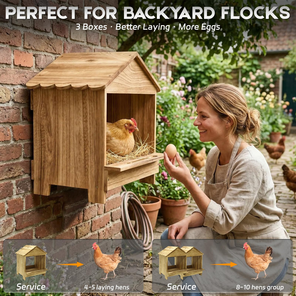 TRINFREE farmhouse-style decor adds rustic charm while keeping hens safe in a cozy coop.