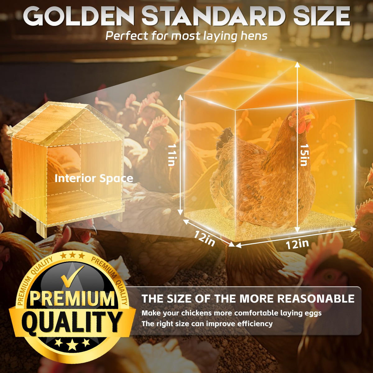 TRINFREE gold standard nesting space provides private, comfortable egg laying for most hens.