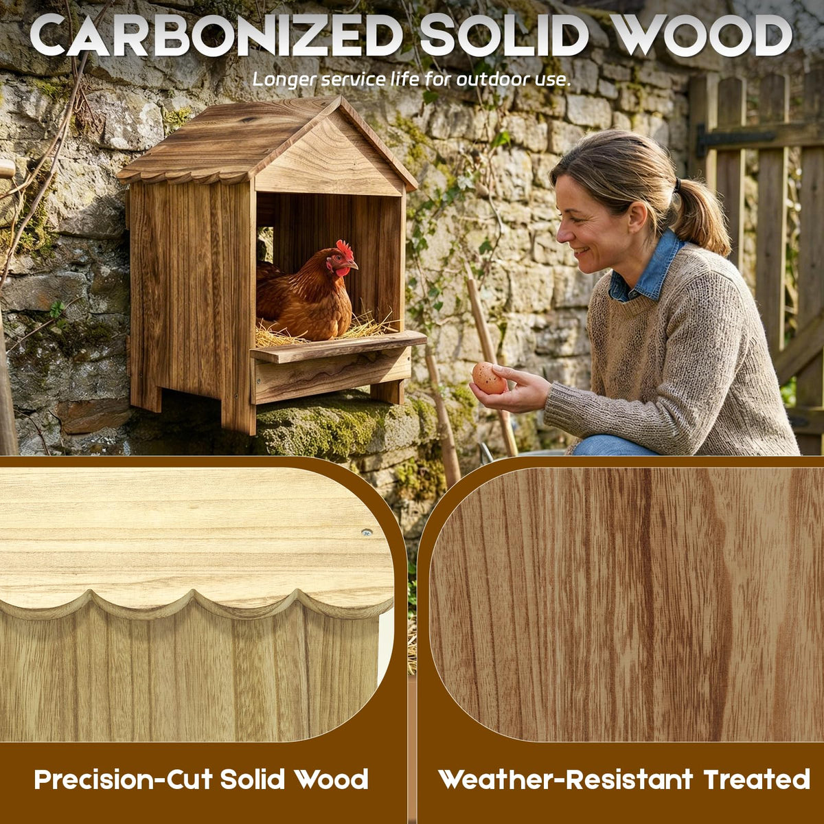 TRINFREE wood insulation keeps a comfortable coop temperature compared with metal boxes.